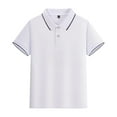 thumbnail image 1 of WhouRiu Little Boys Tshirts Casual Short Sleeve Button Down Polo Tops Child Soft Solid T Shirt White,Sizes 7-8, 1 of 3