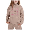 thumbnail image 1 of WhouRiu Little Girl Outfit Set Long Sleeve Hoodie Pullover Top Pants Kids Fall Winter Casual Sweat Suit Beige.Sizes 4-5, 1 of 3