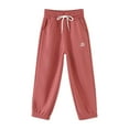 thumbnail image 1 of WhouRiu Little Girl Pants Warm Drawstring Elastic Waist Jogger Pants Child Loose Sports Autumn Winter Sweatpants Pink,Sized 5-6, 1 of 2