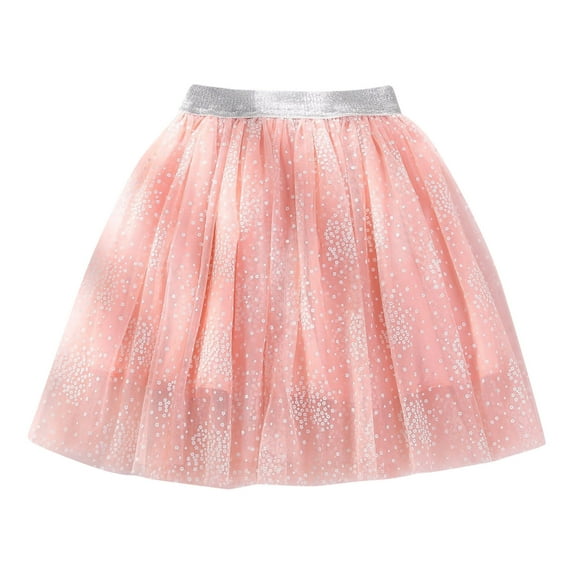 WhouRiu Little Girl Skirt Floral Prints Elastic Waist Ballet Tutu Skirts Kids Carnival Festive Party Dance Skirts Pink,Sized 6-7
