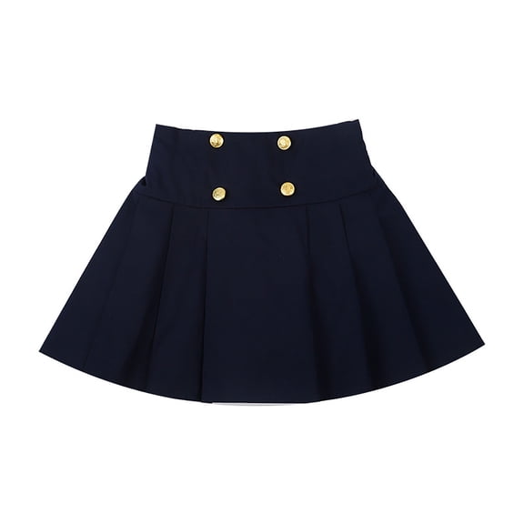 WhouRiu Skirt for Little Girl High Waist Pleated A-Line Skirts with Pockets for School Party Casual Wear Dark Blue