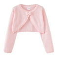 thumbnail image 1 of WhouRiu Little Girl Sweater Bow Knit Soft Long Sleeve Cardigan Child Outerwear Autumn Casual Comfy Top Pink,Sized 6-7, 1 of 2