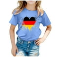 thumbnail image 1 of WhouRiu Little Girl' T Shirts Love Print Short Sleeve Casual Shirt Child Fashion Summer Clothes Blue,Sizes 6-7, 1 of 3