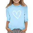 thumbnail image 1 of WhouRiu Little Girl' T Shirts Valentine'S Day Print 3/4 Quarter Sleeve Tshirts Kids Fashion Comfy Tops Blue,Sizes 5-6, 1 of 3