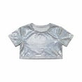 thumbnail image 1 of WhouRiu Little Girl Tshirt Glitter Sequin Short Sleeve Crop Top Children Stage Holiday Party Wear Casual T Shirts Silver,Sized 5-6, 1 of 3