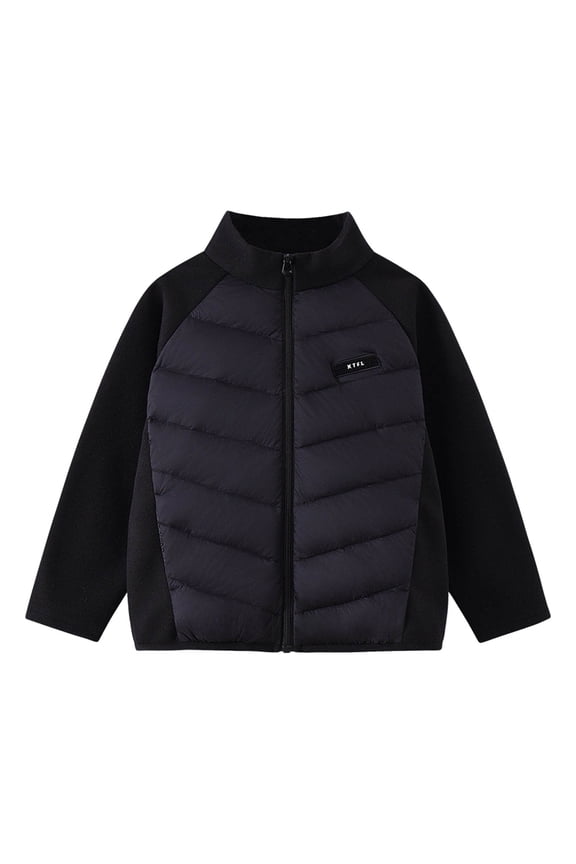 Little Girl's Down Jacket Warm Thermal Ripstop Zip Up Down Liner Child Lightweight Windproof Puffer Winter Coats Black,Sized 6-7