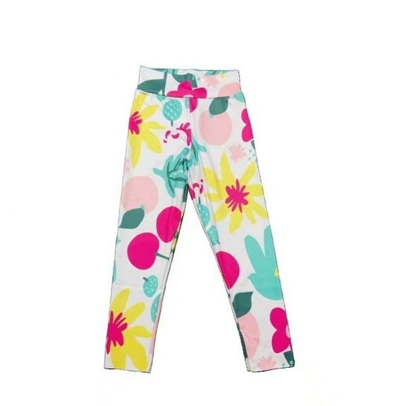 WhouRiu Little Girl's Pants Floral Prints Stretchable Slim Leggings Kids Sports Yoga Soft Athletic Fall Pants Multi-color,Sized 6-7