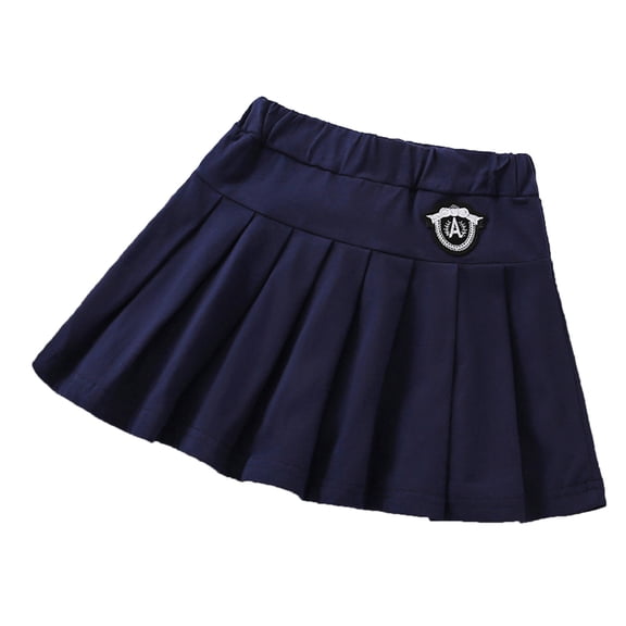 WhouRiu Little Girl's Skirt Summer High Waist A Line Pleated Skirt Kids Solid School Uniform Skirts Blue,Sized 6-7