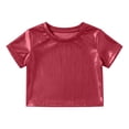 thumbnail image 1 of WhouRiu Little Girl's Tshirt Sequins Short Sleeve Crop T Shirt Children Holiday Party Cozy Dancewear T Shirts Red,Sized 5-6, 1 of 3