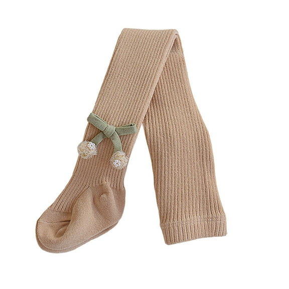 WhouRiu Little Girls Leggings Stretchy Comfortable Full Length Tights Children Skinny Soft Cozy Pants for Spring Beige,Size 5-6