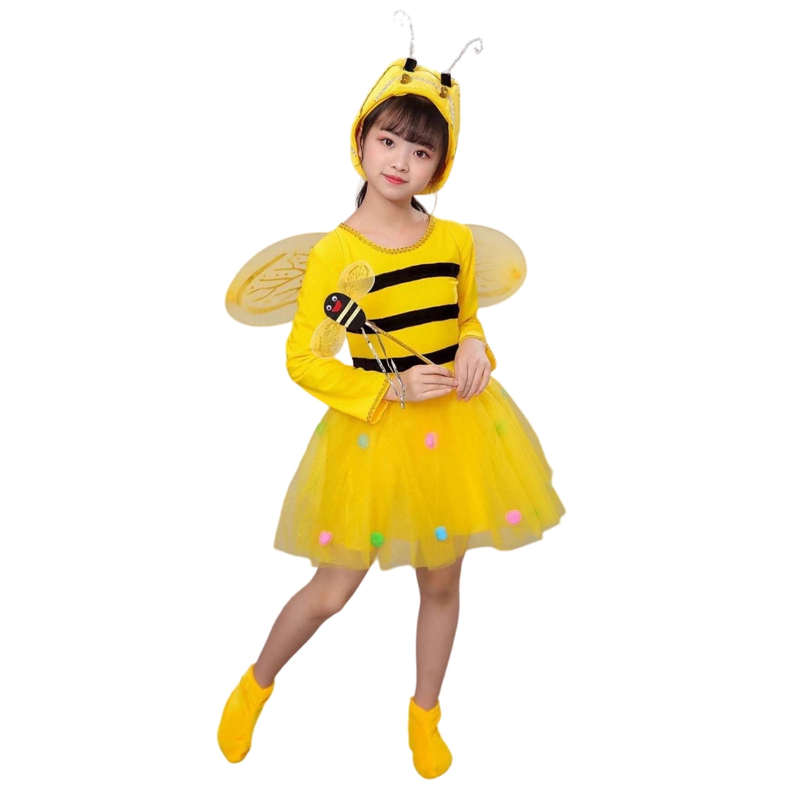 WhouRiu Little Girls' Outfits Cartoon Bee Sleeveless Dress Children ...