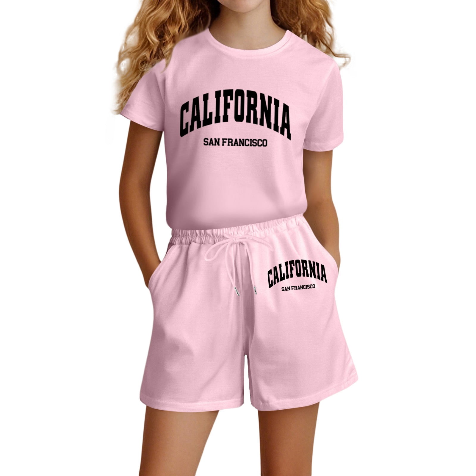 WhouRiu Little Girls Outfits Short Sleeve Letter Print T-Shirt and ...