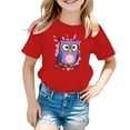 thumbnail image 1 of WhouRiu Little Girls T Shirts Cute Print Short Sleeve Tee Clothes Children Summer Casual T Shirt Red,Sizes 5-6, 1 of 3