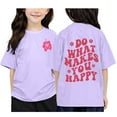 thumbnail image 1 of WhouRiu Little Girls T Shirts Raglan Sleeve Flower Pattern T Shirts Children Oversized Basic Tees Purple,Sizes 6-7, 1 of 3