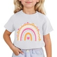 thumbnail image 1 of WhouRiu Little Girls' T Shirts Rainbow Print Short Sleeve Tee Tops Kids Comfy Soft Basic T-Shirt White,Sizes 6-7, 1 of 3