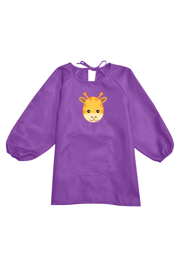Little Girls' Tshirts Long Sleeve Prints Aprons Smock Children Artist Painting Aprons Smocks Purple,Sizes 4-8