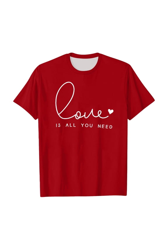 Little Girls' Tshirts Valentine'S Day Short Sleeve Letter Prints T Shirt Kids Fashion Clothes Red,Sizes 6-7