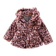 thumbnail image 1 of WhouRiu Little Girl Winter Coat Flannel Thicken Warm Leopard Print Hooded Jacket Kids Thermal Cold Weather Windproof Coats Pink,Sized 5-6, 1 of 3