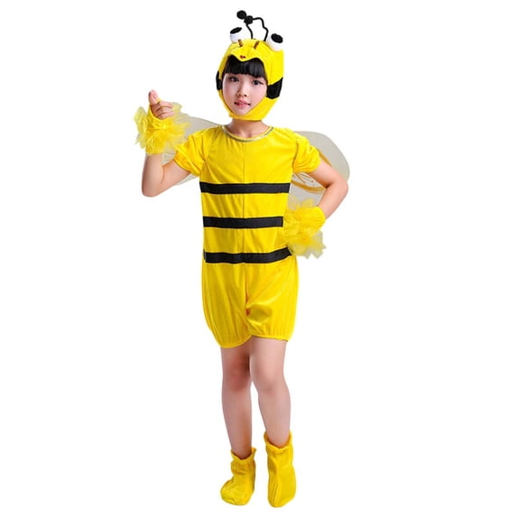 WhouRiu Newborn Boys Girls Outfit Set Cartoon Bee Shaped Short Sleeve Bodysuit Child Holiday Party Stylish Outfits,5-Piece Yellow,Size 1-2 Y