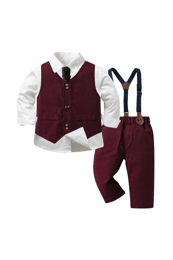 Newborn Boys Outfits Formal Long Sleeve Button Shirt Vest Pants Bow Tie Child Birthday Wedding Outfits,4-Piece Green,Size 6-12 M