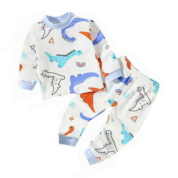 WhouRiu Newborn Boys' Outfits Home Wear Cartoon Long Sleeve Tshirt Pants Child Comfortable Cotton Loungewear Outfit Set Orange,Size 3-6 M