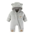 thumbnail image 1 of WhouRiu Girl Boy Bodysuit Lined Long Sleeve Zip Hooded Romper Cute Thermal Warm Jumpsuit for Baby Gray,Size 1-2 M, 1 of 3