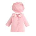 thumbnail image 1 of WhouRiu Newborn Girl' Winter Coat Floral Print Peter Pan Collar Long Jacket with Hat Baby Stylish Autumn Warm Coats Pink,Sized 6-9 M, 1 of 7