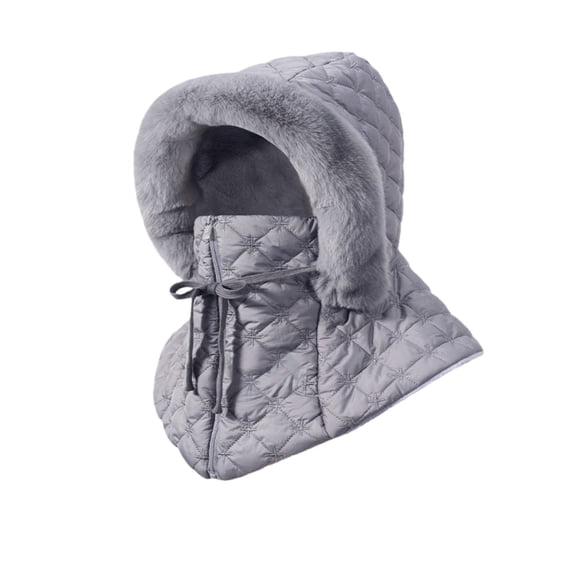 WhouRiu Quilted Winter Hood Scarf with Thermal Windproof Padded Neck Cover for Skiing Daily Commute Outdoor