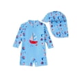 thumbnail image 1 of WhouRiu Swimsuit Set for Boy Cartoon Prints Short Sleeve Rash Guard Children Beach Pool Water Play Swimwear,2-Piece Blue,Size 12-18 M, 1 of 5
