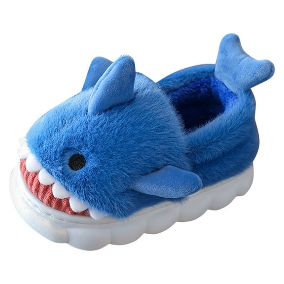 WhouRiu Toddler Boy Girl Cozy Slippers Cartoon Shark Warm Thick Scuff Slippers Kids Thermal Soft Platform Indoor Slippers Blue Toddler10