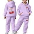 thumbnail image 1 of WhouRiu Toddler Boy Girl Outfits Cherry Prints Long Sleeve Hoodie Pants Child Active Relaxed Cozy Spring Outfit Set Purple,Size 2-3 Y, 1 of 6