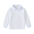 thumbnail image 1 of WhouRiu Toddler Boy Girl T Shirt Polo Collar Long Sleeve Tshirt Kids Comfortable Stylish Durable Athletic T Shirts White,Size 3-4 Years, 1 of 3