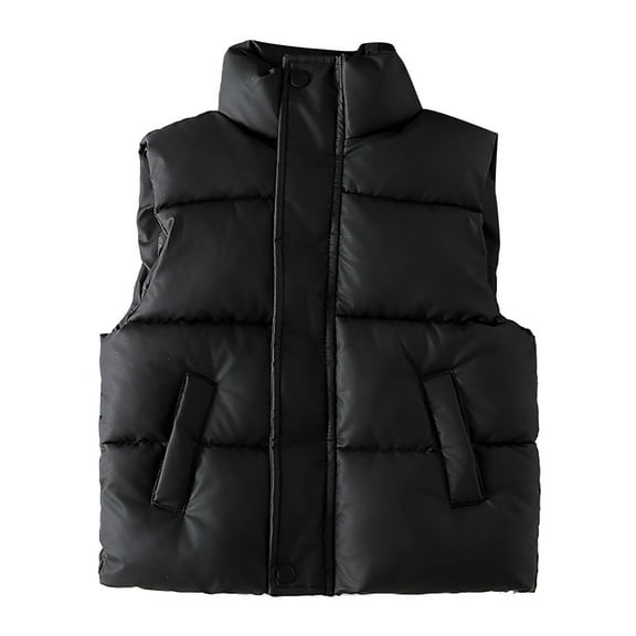 WhouRiu Toddler Boy Insulated Vest Warm Thickened Sleeveless Puffer Jacket Child Lightweight Thermal Windproof Winter Coats Black,Sized 3-4