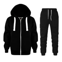 WhouRiu Toddler Boy Outfit Set Long Sleeve Zip Up Hoodie Jackets Pants Child Loose Casual Clothes Set Black.Sizes 4-5