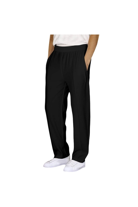 Toddler Boy's Trousers Solid Elastic Waist Straight Leg Pants School Wear Sports Streetwear Pants for Black,Size 3-4 Y