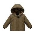 thumbnail image 1 of WhouRiu Toddler Boy Puffy Coat Winter Warm Thickened Zipper Hooded Windproof Jacket Windbreaker Outerwear Brown,Sized 3-4, 1 of 8