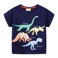 thumbnail image 1 of WhouRiu Toddler Boy' Tshirts Luminous Dinosaur Print Short Sleeve Top Child Sports Loose Tshirts Blue,Sizes 4-5, 1 of 4