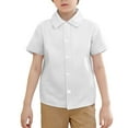 thumbnail image 1 of WhouRiu Toddler Boy' Tshirts Short Sleeve Button-Up Tops Children Holiday Summer Solid Shirts White,Sizes 4-5, 1 of 4