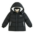thumbnail image 1 of WhouRiu Toddler Boy Winter Coat Thickened Warm Full Zip Quilted Hooded Puffy Waterproof Outerwear Black,Sized 3-4, 1 of 4