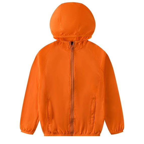 WhouRiu Toddler Boy's Jacket Full Zip Hooded Lightweight Windbreaker Child Breathable Loose Cozy Athletic Casyal Jackets Orange,Sized 4-5