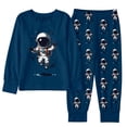 thumbnail image 1 of WhouRiu Toddler Boy's Outfit Set Spring Astronaut Cartoon Print Long Sleeve Top Pants Loungewear Cozy Soft Outfits for Kids Blue,Size 4-5 Y, 1 of 2
