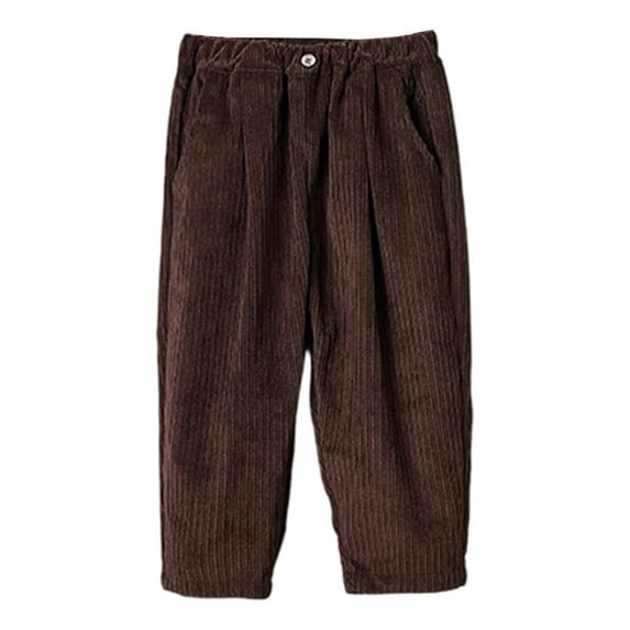 WhouRiu Toddler Boy's Pants Elastic Waist Tapered Leg Cord Pants Children Streetwear Loose Comfy Autumn Winter Trousers Brown,Sized 2-3