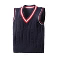 thumbnail image 1 of WhouRiu Toddler Boy's Sweater V Neck Sleeveless Ribbed Knit Sweater Kids Warm Soft School Fall Winter Sweaters Blue,Sized 3-4, 1 of 3