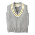 thumbnail image 1 of WhouRiu Toddler Boy's Sweater Warm Soft V Neck Cable Knitted Vest Kids Sleeveless Comfy School Wear Autumn Sweaters Gray,Sized 4-5, 1 of 3