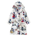 thumbnail image 1 of WhouRiu Toddler Boys Bathrobe Long Sleeve Facecloth Cartoon Hooded Robe Child Warm Homewear Bathrobe White.Sizes 3-4, 1 of 2