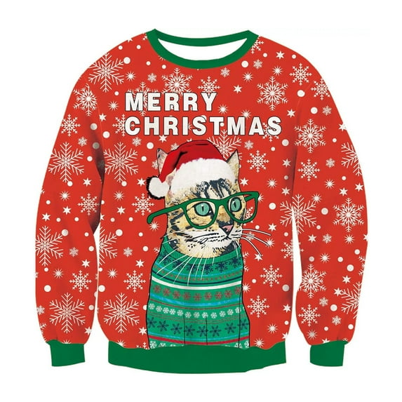 WhouRiu Toddler Boys' Christmas Sweatshirt Cart Graphic Pullover Tshirt Child Soft Comfy Holiday Party Sweatshirts Red,Sized 2-3