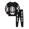 thumbnail image 1 of WhouRiu Toddler Boys Girls Pajamas Halloween Cartoon Luminous Skeleton Long Sleeve Tops Pants Soft Sleepwear Outfits Black,Sized 3-4, 1 of 3