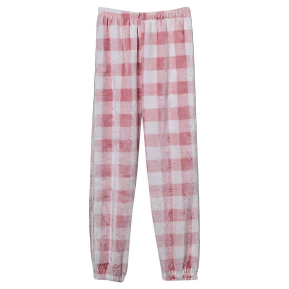 WhouRiu Toddler Boys Girls Pants Flannel Elastic Waist Loose Plaid Pants Kids Fuzzy Warm Soft Sleepwear Homewear Trousers Pink,Sized 3-4