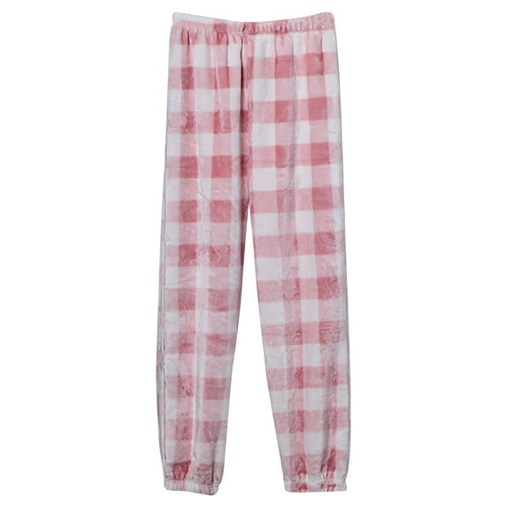 WhouRiu Toddler Boys Girls Pants Flannel Elastic Waist Loose Plaid Pants Kids Fuzzy Warm Soft Sleepwear Homewear Trousers Pink,Sized 3-4