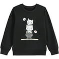 thumbnail image 1 of WhouRiu Toddler Boys' Girls' Sweatshirt Cat Cartoon Prints Long Sleeve Tshirt Kids Soft Warm Cozy Winter Sweatshirts Black,Sized 2-3, 1 of 2